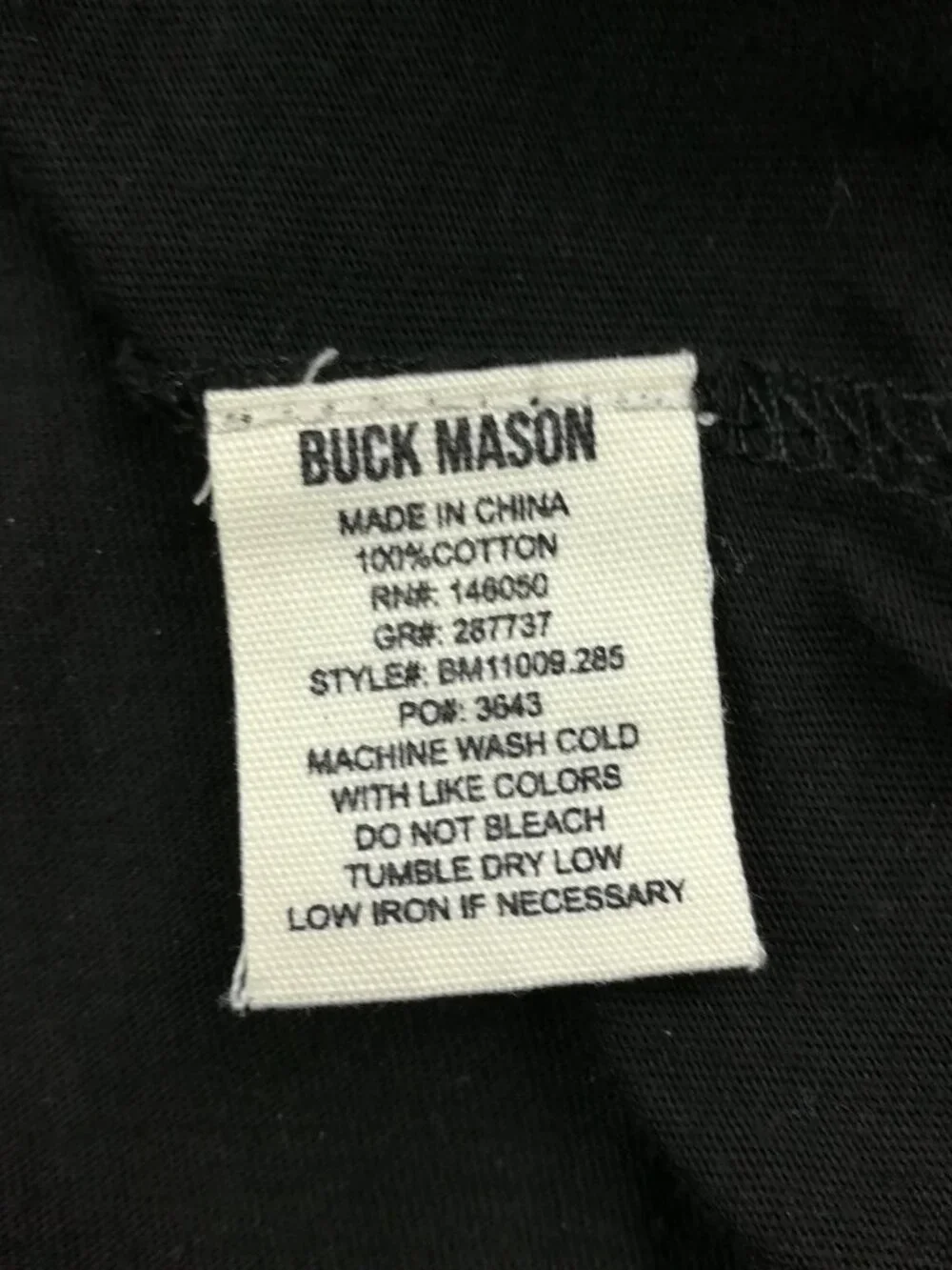 Buck Mason Shirt Henley Curved Hem Cotton Button Up Black Mens Medium - Picture 4 of 8